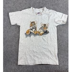 Vintage 90s Milwaukee County Zoo Tiger Cub T Shirt Boys Small Gray Tee Kids